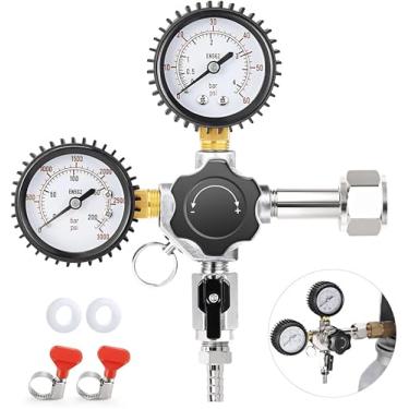Imagem de Regulador de CO2 de saída única para Kegerator, regulador de barril de cerveja 0-60psi, regulador de tanque de CO2 padrão CGA-320, regulador de gás 0-3000psi, regulador de pressão de CO2 Kegerator C02