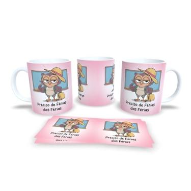 Imagem de Caneca de Café com Coruja Rabugenta, Cerâmica Branca, Design Divertido em Português, Presente para Amantes de Café (18993)