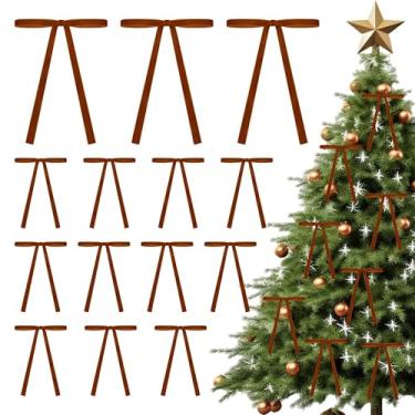 Imagem de 30 peças de laços de veludo para árvore de Natal, enfeites de laços de camelo para guirlanda, guirlanda, sacos de doces, decorações de festa faça-você-mesmo (12 x 7 polegadas, largura de 2/12.7 cm)