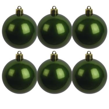 Imagem de Conjunto com 6 Bolas de Natal Verde, 8cm – Enfeites Decorativos para Árvore, Ornamentos para pendurar na Árvore de Natal, Guirlanda e Decorar as Festas de Natal