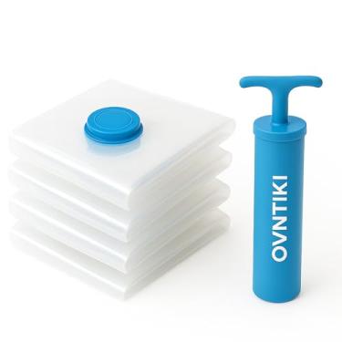 Imagem de Sacos de armazenamento a vácuo para roupas e viagens, sacos de compressão herméticos com bomba, à prova de umidade e resistente ao odor, economia de espaço portátil para embalar e organizar (4 peças