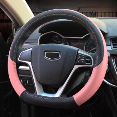 Imagem de Pahajim Capas de volante de carro em forma de D couro PU fundo plano capa de volante antiderrapante respirável estilo esportivo 37-38 cm acessórios de carro para mulheres e homens