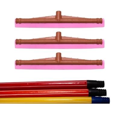 Imagem de 3 RODOS PLASTICO PUXA E SECA 40 CM COM 3 CABOS (LIMPEZA, RODO, CABO, VASSOURAS)