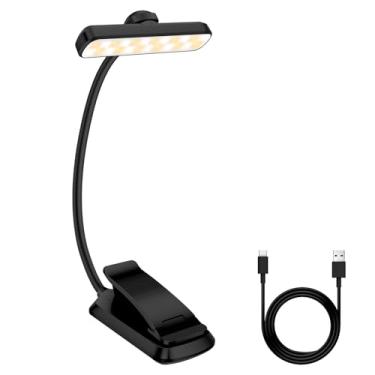 Imagem de Lâmpada de leitura com 5 cores de temperatura de 360°, luz de leitura USB flexível com 24 LEDs para adultos (preto)