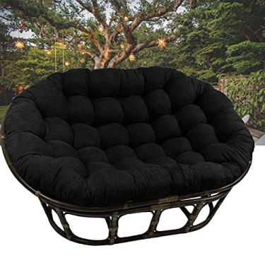 Imagem de Almofadas de cadeira de rede de ovo penduradas pretas para pátio externo com laços almofada de cadeira dupla 170 x 119 x 15 cm