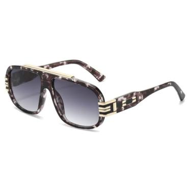 Imagem de Óculos de sol vintage feminino, armação grande, punk, proteção solar, masculino, praia, viagem, casual, UV400 (cinza degradê)