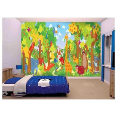 Imagem de Papel De Parede Selva Girafa Zoo Safari Baby  Azs77 - Você Decora