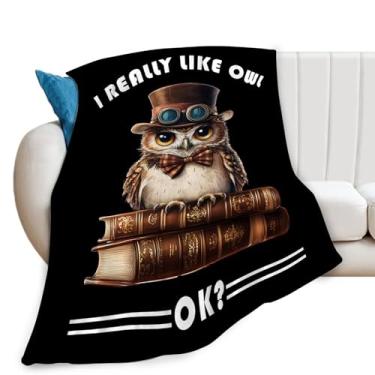Imagem de Cobertor de coruja para livros, presentes engraçados para meninas, meninos, crianças, macio, aconchegante, de lã de pelúcia para sofá-cama 127 x 101 cm
