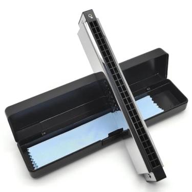 Imagem de Gaita profissional 24 furos gaita polifônica C chave vários tons tremolo profissional para iniciantes (chave de ab)