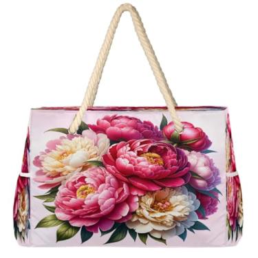 Imagem de hongjinglin Bolsa de praia grande, leve, dobrável, amor, autismo, colorida, bolsa de ombro para piscina, Cor 16, Large