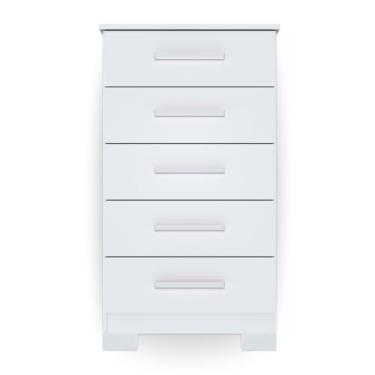 Imagem de Cômoda com 5 Gavetas e Pés de Plástico Ideal para Quarto ou Escritório (Branco)