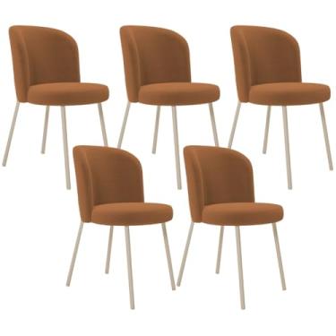Imagem de Kit 05 Cadeiras Para Sala de Jantar Cozinha Estofada Gavi Arena L02 Bouclê Terracota - Lyam Decor