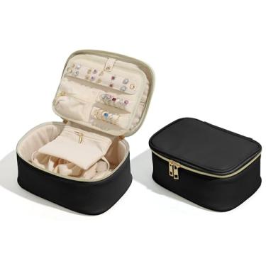 Imagem de Caixa de joias multicolorida organizadora para mulheres, estojo de joias de viagem com bolsa de veludo com zíper, impermeável, presentes para casamento, aniversário, Natal