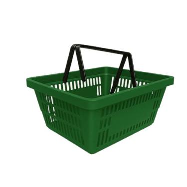 Imagem de Kit com 5 cestas cestinhas plásticas de compra de supermercado 15L (verde)