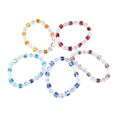 Imagem de ZJchao Pulseiras Com Miçangas, Joias Com Contas de Cristal para Mulheres, Conjunto de Pulseira Leve de 5 Peças Com Contas que Não Desbotam para Presentes de Ioga para Alívio do Estresse