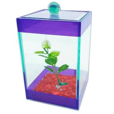 Imagem de Aquário decorativo para peixes betta com 9 x 9 x 14 cm – com características ornamentais, aquário ornamental compacto (Roxo)