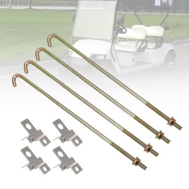 Imagem de AUTOVIC Conjunto de retenção de bateria para trailers, fuzileiros navais, aplicações de carrinho de golfe aço inoxidável 6 volts com acessórios 4 conjuntos