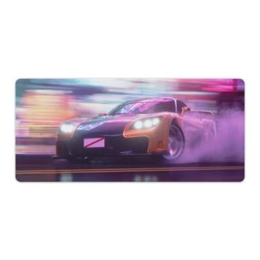 Imagem de Drifting Car Rx7 Smoke Blur Neon JDM Tapete de mesa Tapete de mouse pad antiderrapante grande material de escritório tapete de mesa de borracha impermeável para escritório jogo casa 40 x 90 cm