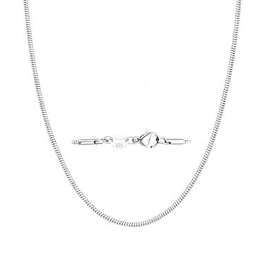 Imagem de bifriend Colar de corrente de prata 925 para mulheres adolescentes caixa de 2 mm e corrente gargantilha italiana de cobra, colar fino e forte 40/50,8 cm, 18 inch, Cobre, Sem Pedra Preciosa