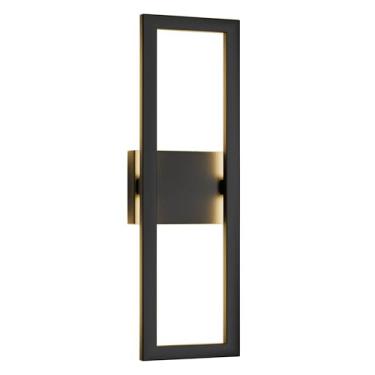 Imagem de LamQee Luminárias De Parede Led Modernas Para Varanda, Luminária Retangular Grande 22" Preta Área Externa, Branco Quente 3000K, Suporte Porta Garagem