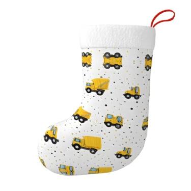 Imagem de ZERAOKE Tractor Farming - Meia de Natal de pelúcia estampada, decoração de férias em família personalizada para lareira e decoração de árvores, armazenamento de presente (conjunto de 1 peça).