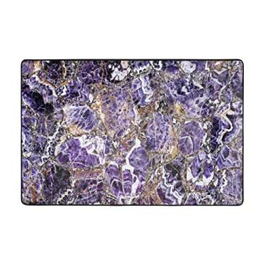 Imagem de Zeraoke Tapetes roxos de mármore para sala de estar de 1,1 x 1,8 m, tapete macio e moderno, tapetes felpudos antiderrapantes para decoração de casa, tapete lavável para quarto, jantar, dormitório,