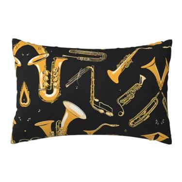 Imagem de Almofadas estampadas reversíveis com notas musicais agudas - Design decorativo de dupla face, zíper oculto, poliéster macio para sofá, quarto e carro, tamanho único