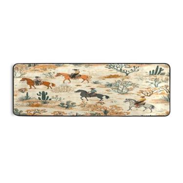 Imagem de Qilmy Tapete retrô Desert Troop Cowboy Runner 183 x 61 cm, antiderrapante, antifadiga, confortável, tapetes longos, para quarto, sala de estar, banheiro, corredores, Entrywa471