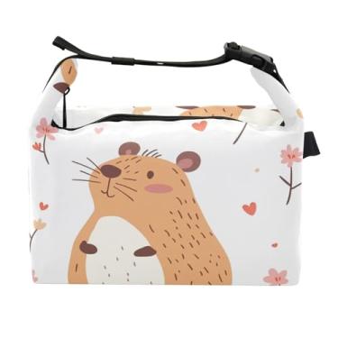 Imagem de STAYTOP Lancheira fofa capivara com fivela de alça, lancheira isolada para meninos e meninas, lancheira térmica para trabalho escolar