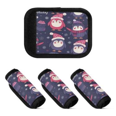 Imagem de Qilmy Cute Penguins Bagagem Handle Wrap Pacote com 4 Identificadores de Bagagem Tag Comfort Handle Grips Capa para Carrinho de Viagem Bolsa Mala Avião Acessórios de Viagem 2214