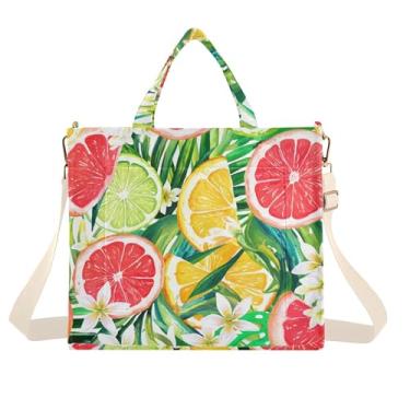 Imagem de Burbuja Sacola feminina vibrante com fatias de toranja, bolsa tiracolo de veludo cotelê para compras, trabalho, viagens, C386, Small