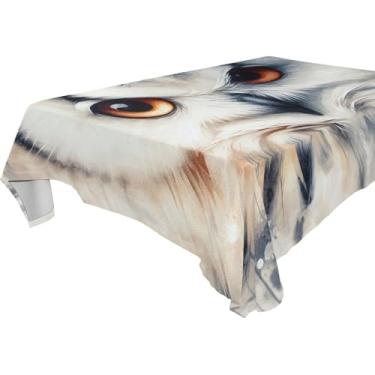 Imagem de Burbuja Toalha de mesa de retrato de coruja, toalha de mesa retangular, capa de mesa grossa antirrugas para decoração de jantar, cozinha, festa, 152 x 274 cm