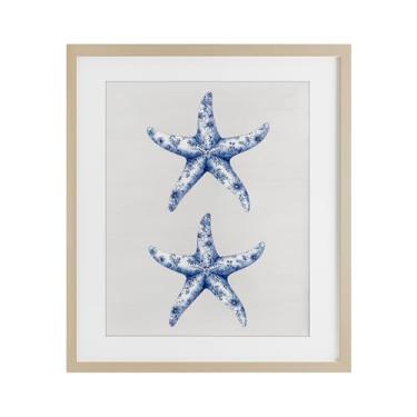Imagem de Stupell Industries Vintage Toile Starfish Birch Impressão emoldurada sob vidro, design por Lettered and Lined, 16 x 13