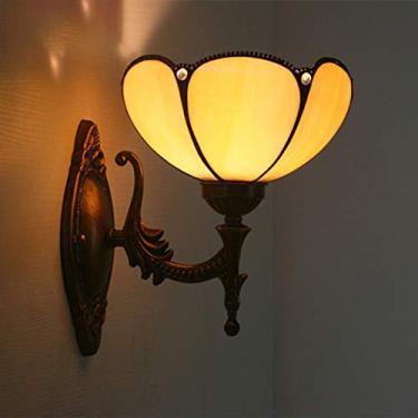 Imagem de Luminária de parede estilo Tiffany de 8 polegadas, em formato de abóbora mediterrânea, com vitral, ideal para quarto, sala de estar, corredor ou hall de entrada.