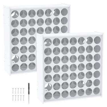 Imagem de ZFLYCANP Organizador de tinta acrílica para artesanato, suporte de 49 furos para montagem na parede, suporte empilhável para garrafas de tinta, versátil para economia de espaço para tintas artesanais