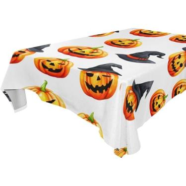 Imagem de Burbuja Toalha de mesa de abóboras de Halloween, toalha de mesa quadrada anti-rugas, grossa para decoração de jantar, cozinha, festa, 137 x 137 cm