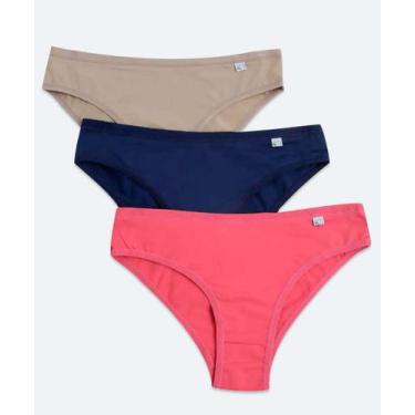 Imagem de Kit 3 Calcinhas Tanga Delcotton-52687, Azul, Rosa, P