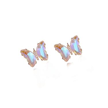 Imagem de Locrccl Brincos de borboleta coloridos vintage boêmio esmaltado zircônia cúbica borboleta bonito declaração estética brincos para mulheres joias presentes de dia das mães, Metal, Sem pedra preciosa