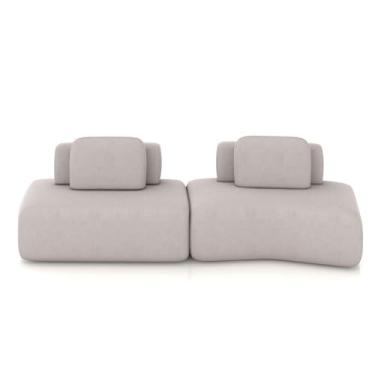 Imagem de Sofá Ilha Sala de Estar Dakota 2 Módulos 316cm Encostos Almofadas Soltas Veludo Rosê G33 - Gran Belo