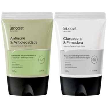 Imagem de Kit Mascara Facial De Argila Branca + Verde Clareadora Antiacne Dermo Skin 130g