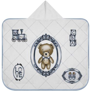 Imagem de Toalha Baby C/ Capuz Tecebem Estampada Kinder Guilherme Azul