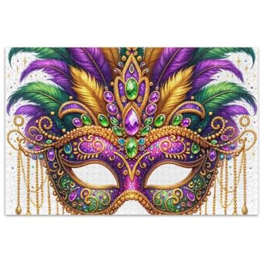 Imagem de Quebra-cabeça de texto com máscara de carnaval, 1000 peças para adultos, família, quebra-cabeça, amantes, presentes, arte, arte floral, pintura