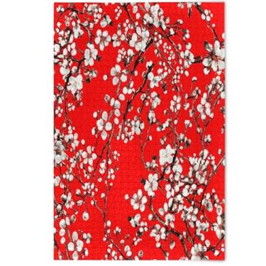 Imagem de Quebra-cabeça de flores vermelhas com ramos de flores, 1000 peças, adultos amantes, elefantes brancos, presentes para homens, decoração criativa de arte animal, 1000 peças, 75 x 50 cm