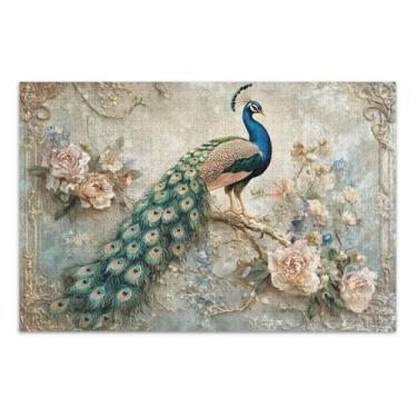 Imagem de Quebra-cabeças de flor de pavão 500 peças para adultos, peças grandes para adultos com letras nas costas