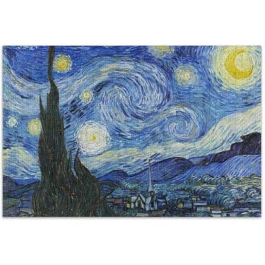 Imagem de Quebra-cabeça de pintura de Vincent Noite estrelada, 1000 peças para adultos, família, brinquedo, arte, quebra-cabeça, presentes engraçados, 75 x 40 cm