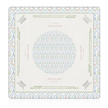 Imagem de NATSUNO Grandmillennial Pink and Blue Floral Mahjong Mat(31.5″x31.5″), Green Chinoiserie Non-Slip Noise Reduction Mahjong Table Mat for American Mah Jong Poker Board Games Card Games Dominoes
