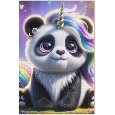 Imagem de Quebra-cabeça fofo de unicórnio panda adulto, 500 peças, pintura de belas artes, natureza, quebra-cabeças divertidos e bobos