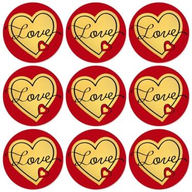 Imagem de SICOHOME Adesivos de Dia dos Namorados - Adesivo de amor vermelho coração redondo de 3,8 cm, etiquetas de selos de envelope, adesivos de presentes de dia dos namorados para convites de aniversário de