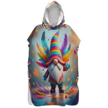 Imagem de Joisal Poncho de surfe para adulto trocador de roupa de praia com capuz toalha floral plus size ponchos femininos com capuz gnomo colorido