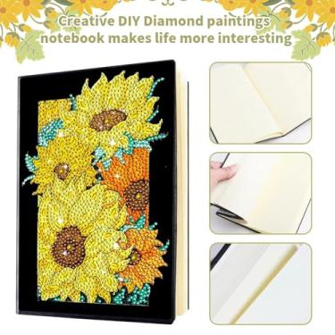 Imagem de Kits de caderno de arte de diamante para adultos, diário de pintura de diamantes A5 e suprimentos de caderno de esboços DIY, presente de arte de pedra 5D para iniciantes amantes de artesanato